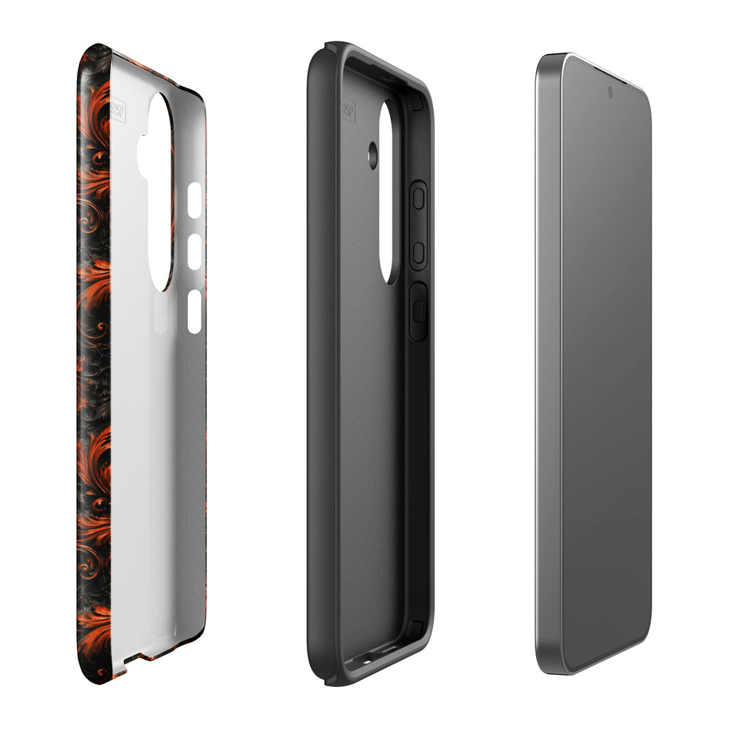 Burnt Orange Filigree Tough Case for Samsung Galaxy S26 Plus – Dual Layer Protective Phone Case (Glossy or Matte)