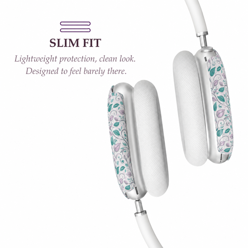 Pastel Botanical Leaves AirPods Max Case – Protective Snap-on Cover