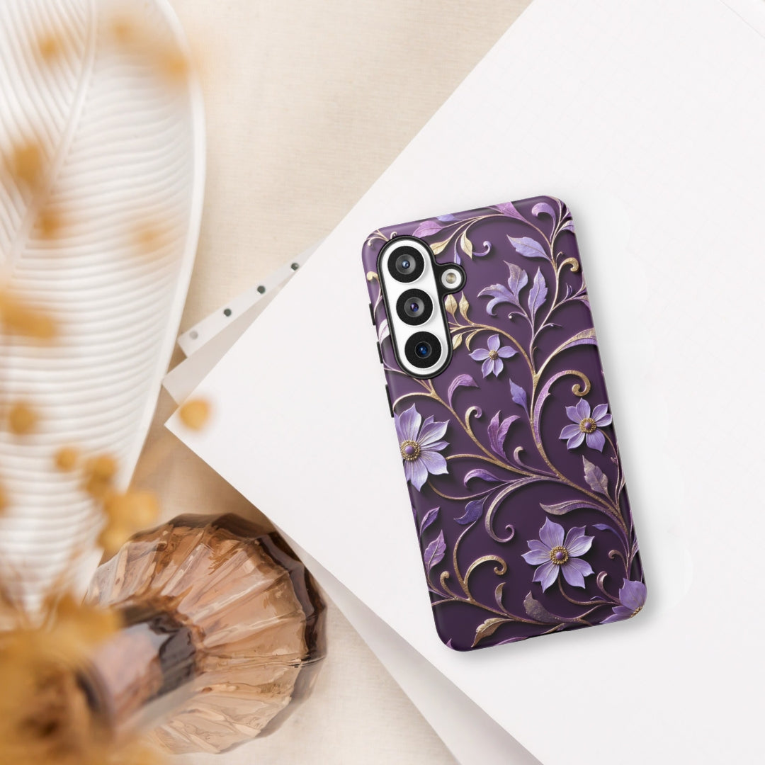 Royal Violet Filigree Tough Case for Samsung Galaxy S26 Plus – Dual Layer Protective Phone Case (Glossy or Matte)