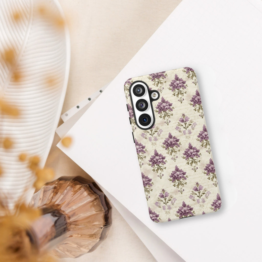 Vintage Floral Damask Tough Case for Samsung Galaxy S26 Plus – Dual Layer Protective Phone Case (Glossy or Matte)