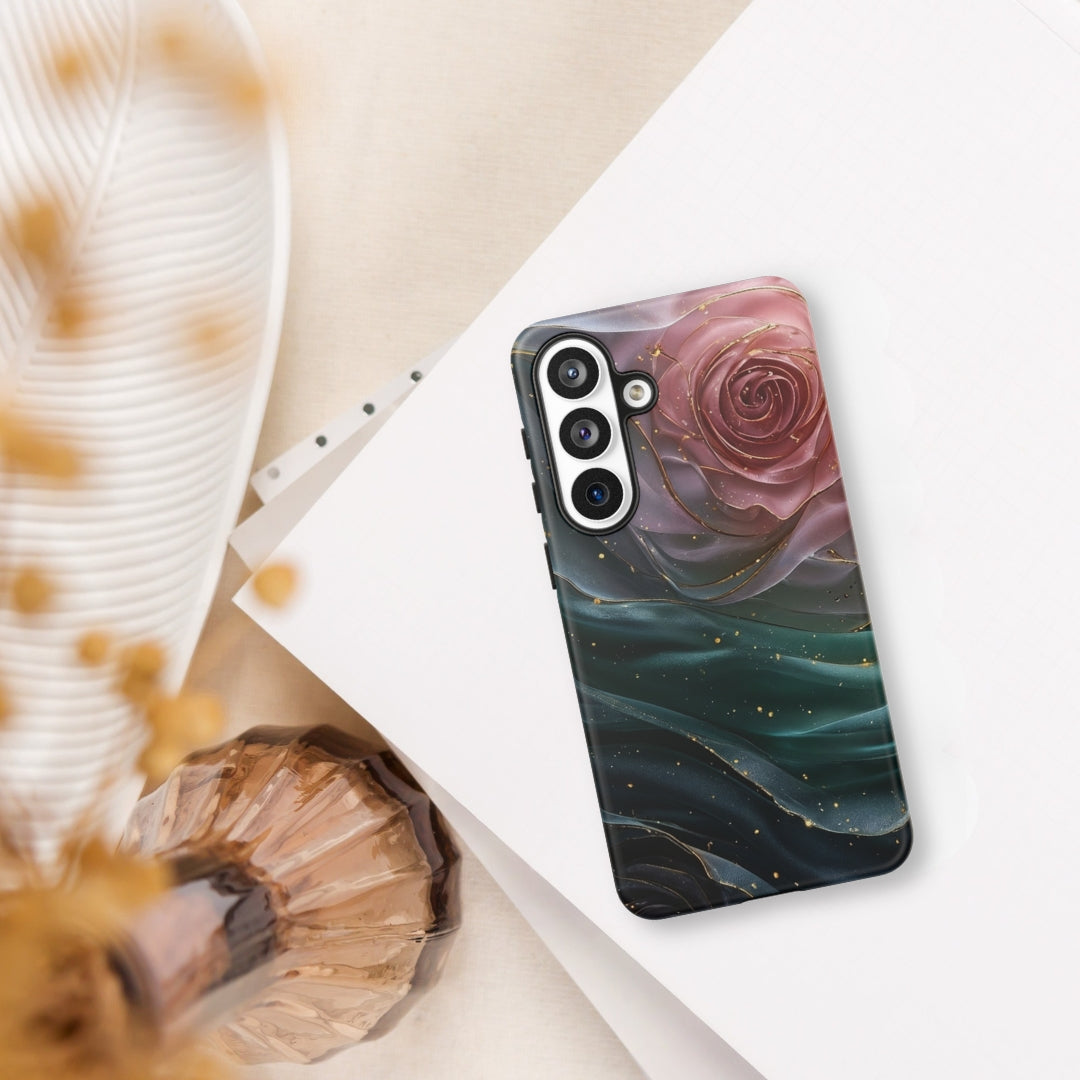 Elegant Rose Marble Tough Case for Samsung Galaxy S26 Plus – Dual Layer Protective Phone Case (Glossy or Matte)