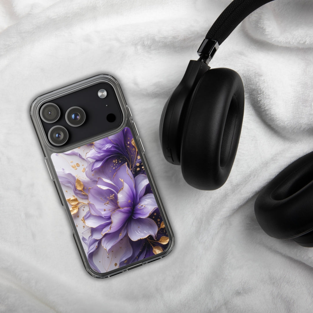 Royal Violet Bloom Clear Case for iPhone 17 Pro