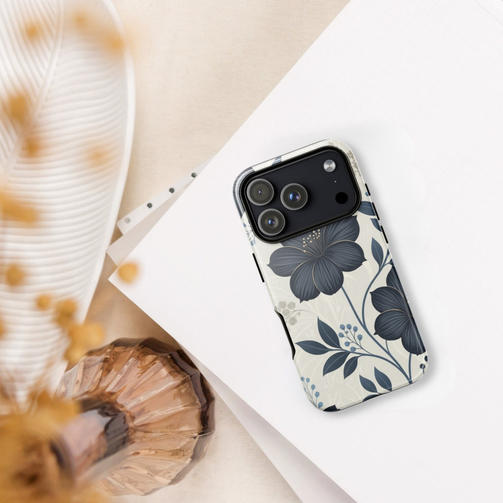 Elegant Blue Floral Tough Case for iPhone 17 Pro