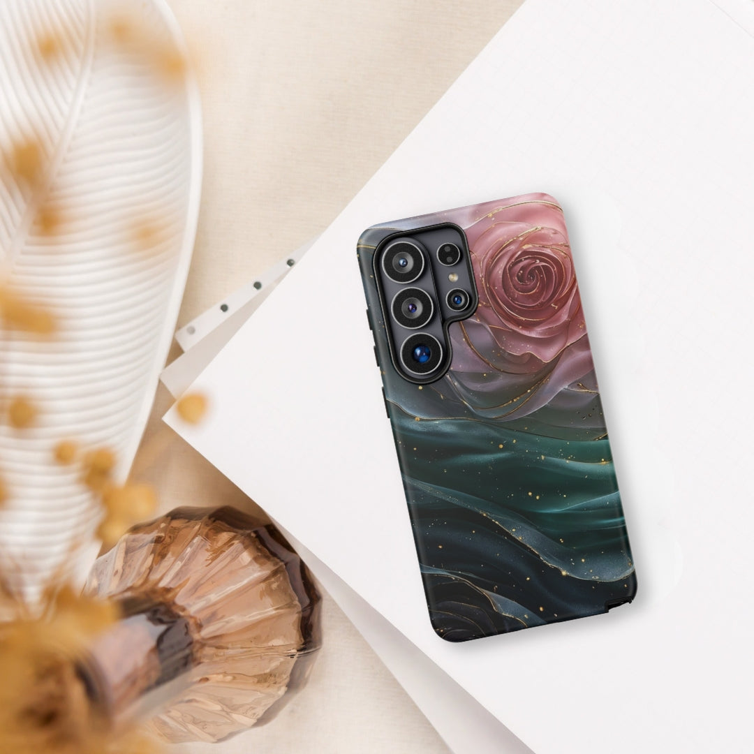 Elegant Rose Marble Tough Case for Samsung Galaxy S26 Ultra – Dual Layer Protective Phone Case (Glossy or Matte)