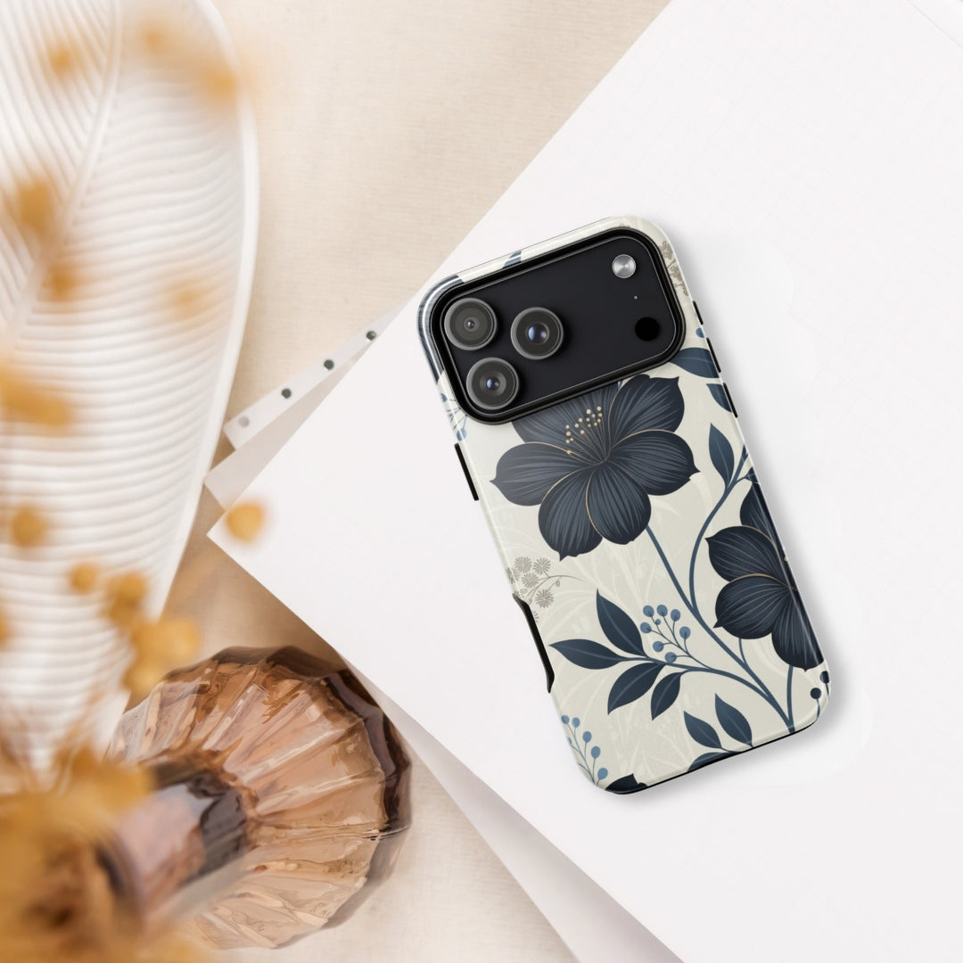 Elegant Blue Floral Tough Case for iPhone 17 Pro Max