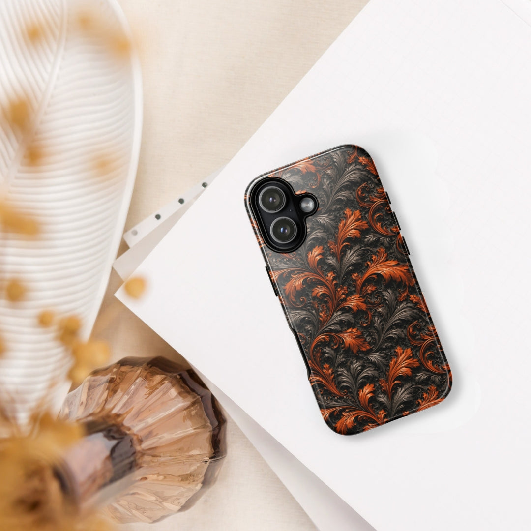 Burnt Orange Filigree Tough Case for iPhone 17