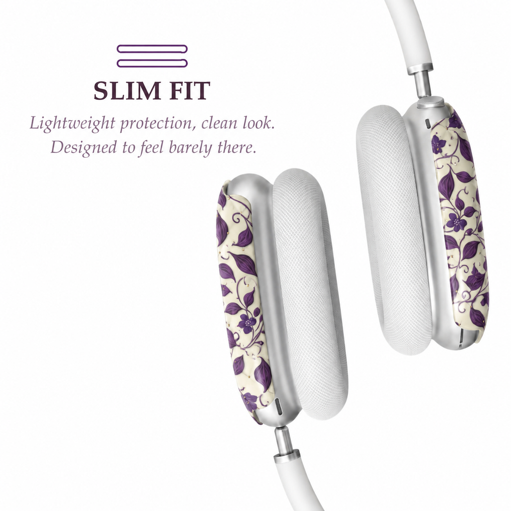 Violet Botanical Pattern AirPods Max Case – Protective Snap-on Cover