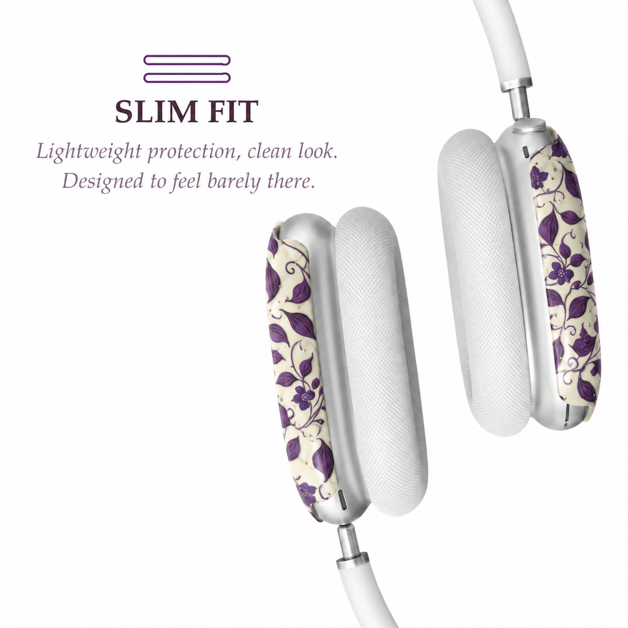 Violet Botanical Pattern AirPods Max Case – Protective Snap-on Cover