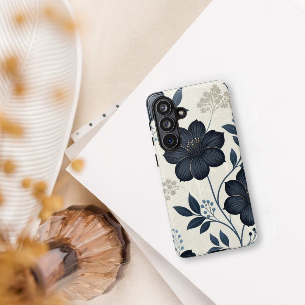Elegant Blue Floral Tough Case for Samsung Galaxy S26 Plus