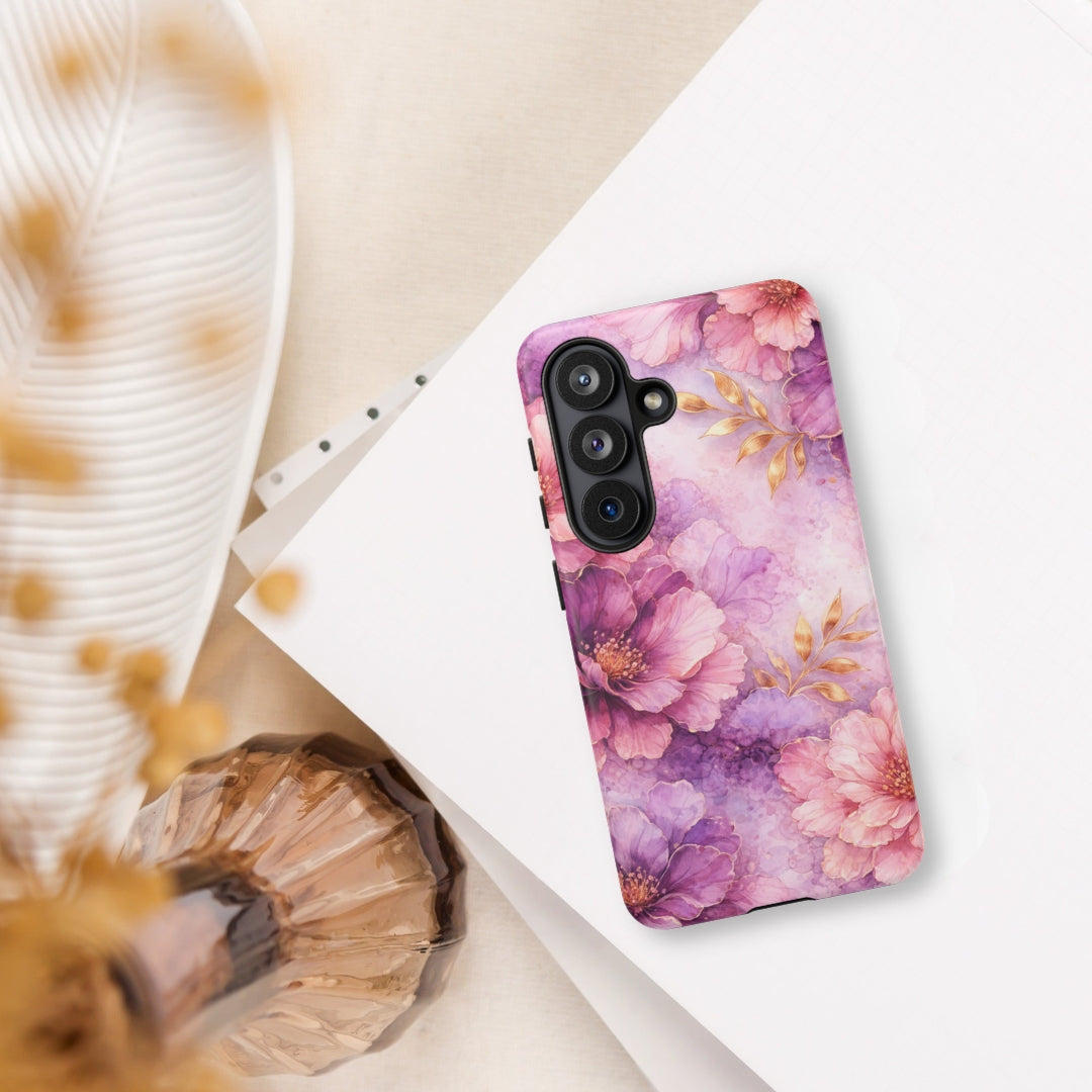 Pink Watercolor Floral Tough Case for Samsung Galaxy S26