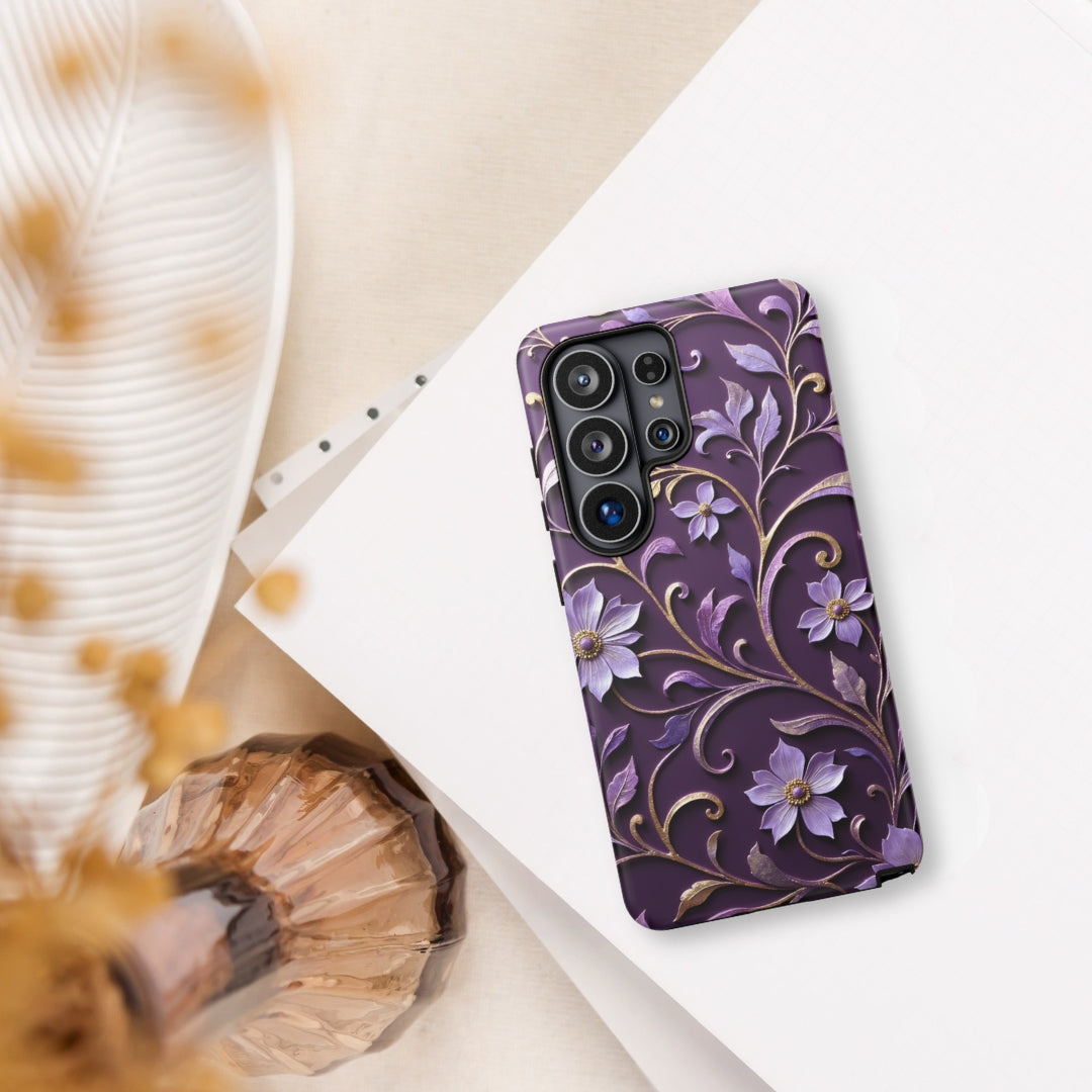Royal Violet Filigree Tough Case for Samsung Galaxy S26 Ultra – Dual Layer Protective Phone Case (Glossy or Matte)