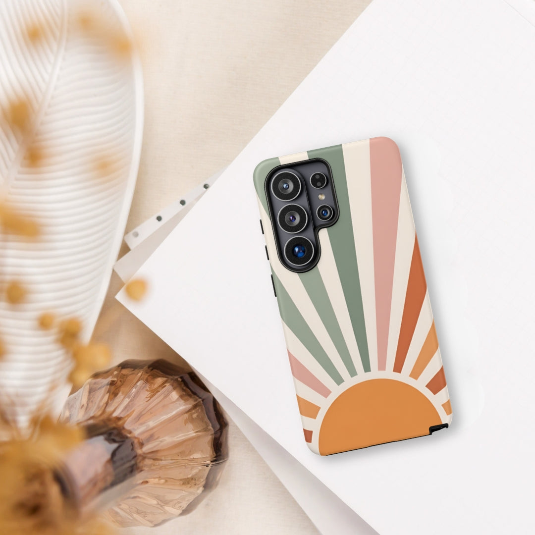 Retro Sunrise Tough Case for Samsung Galaxy S26 Ultra – Dual Layer Protective Phone Case (Glossy or Matte)