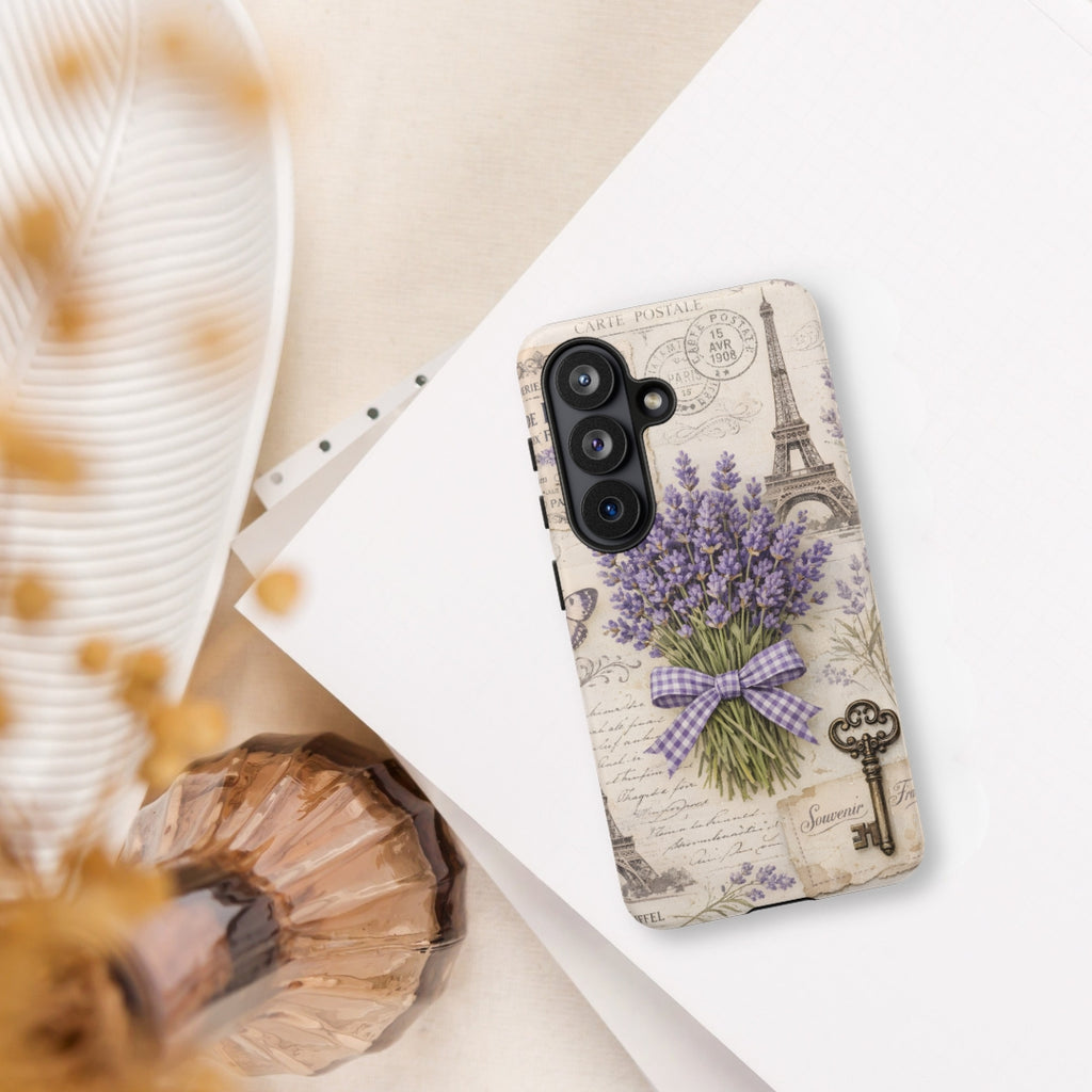 Vintage Paris Lavender Tough Case for Samsung Galaxy S26 – Dual Layer Protective Phone Case (Glossy or Matte)