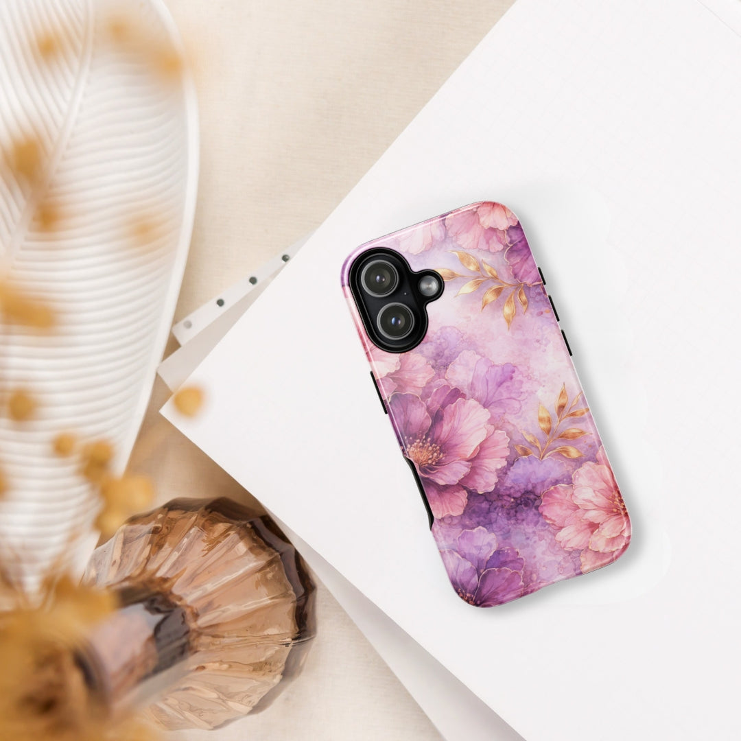 Pink Watercolor Floral Tough Case for iPhone 17