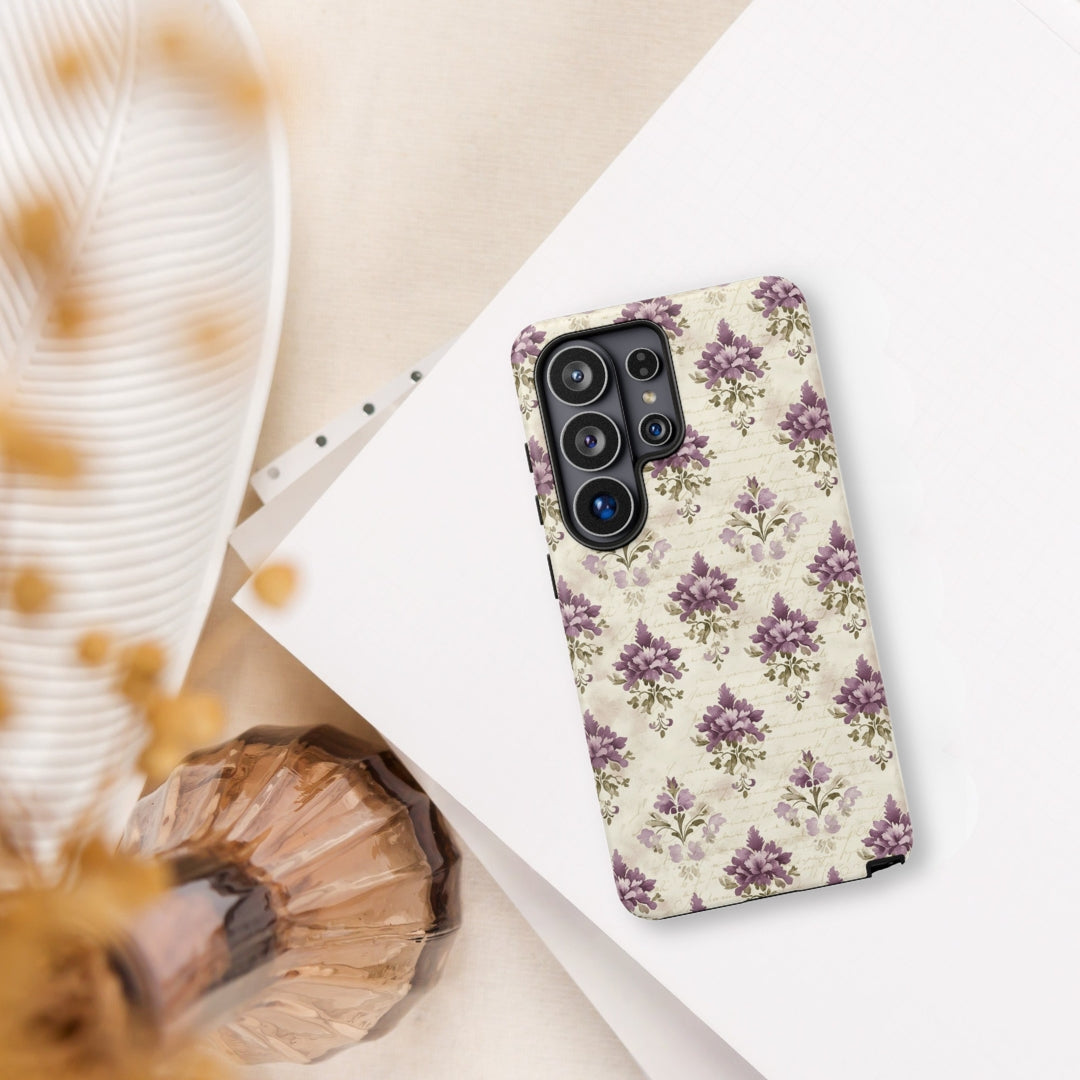Vintage Floral Damask Tough Case for Samsung Galaxy S26 Ultra – Dual Layer Protective Phone Case (Glossy or Matte)