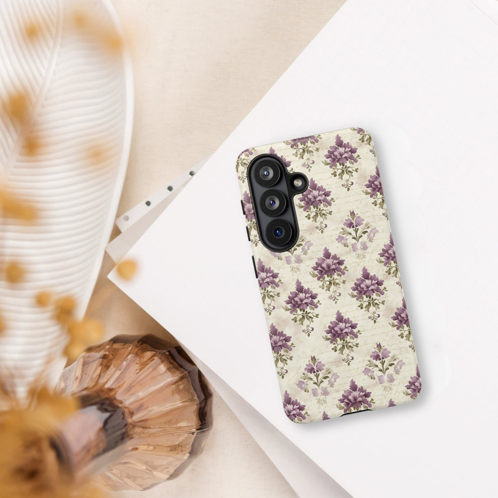 Vintage Floral Damask Tough Case for Samsung Galaxy S26 – Dual Layer Protective Phone Case (Glossy or Matte)