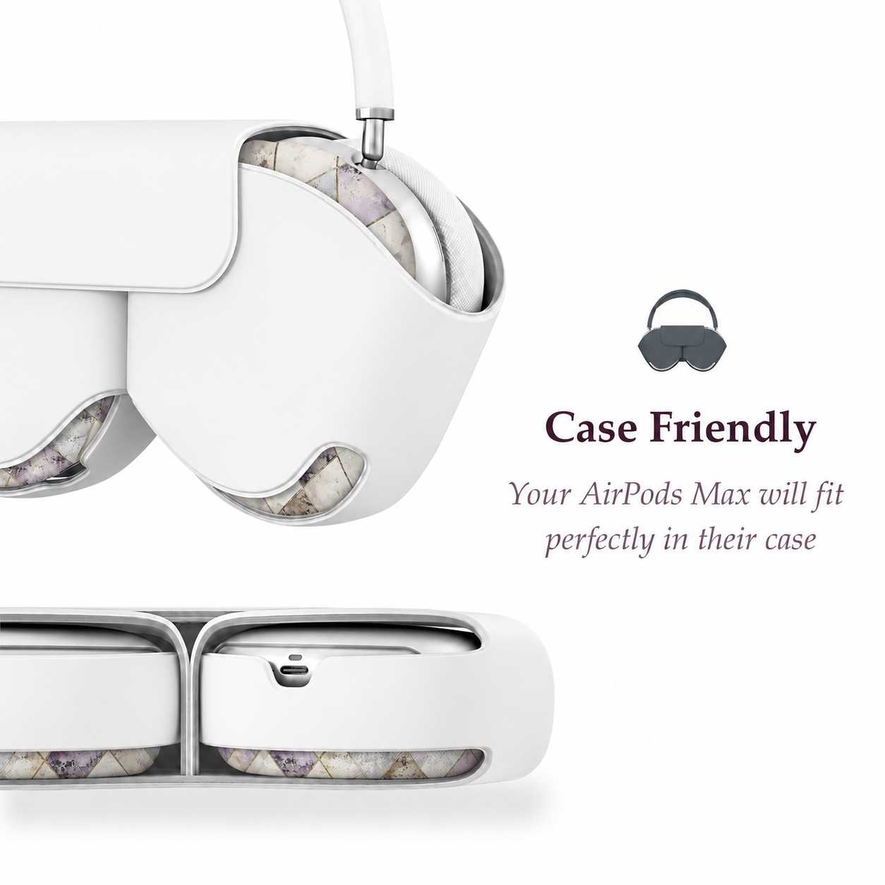 Vintage Diamond Pattern AirPods Max Case – Protective Snap-on Cover