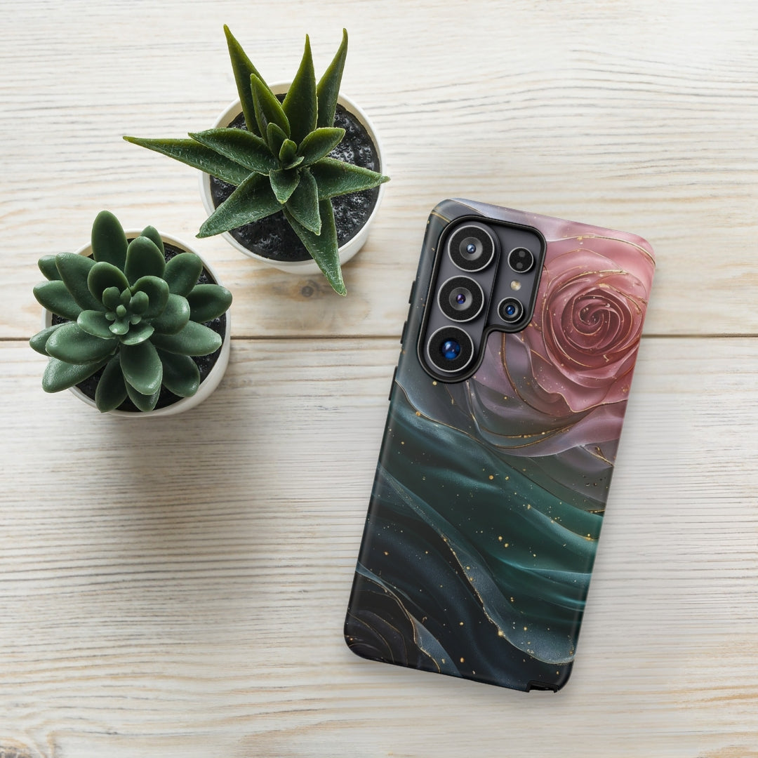 Elegant Rose Marble Tough Case for Samsung Galaxy S26 Ultra – Dual Layer Protective Phone Case (Glossy or Matte)