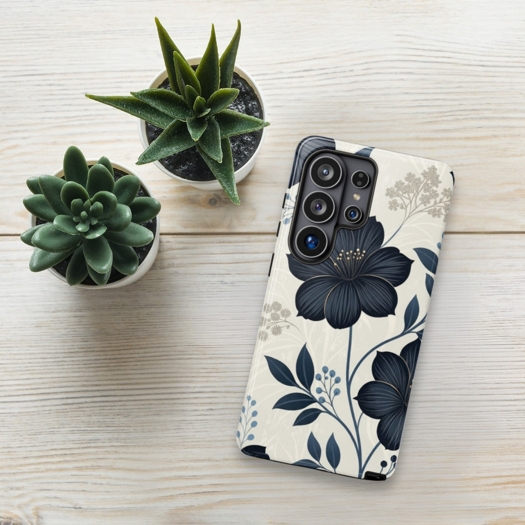 Elegant Blue Floral Tough Case for Samsung Galaxy S26 Ultra