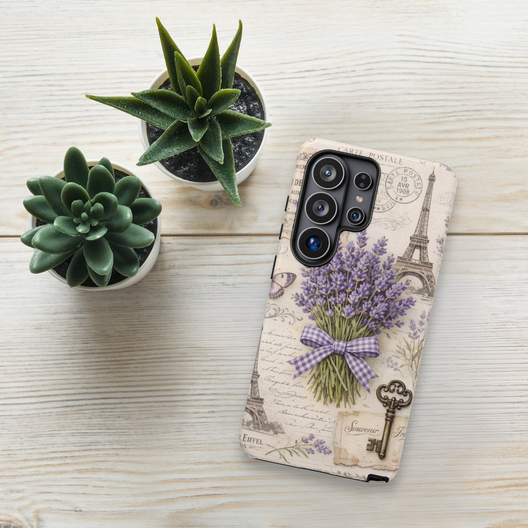 Vintage Paris Lavender Tough Case for Samsung Galaxy S26 Ultra – Dual Layer Protective Phone Case (Glossy or Matte)