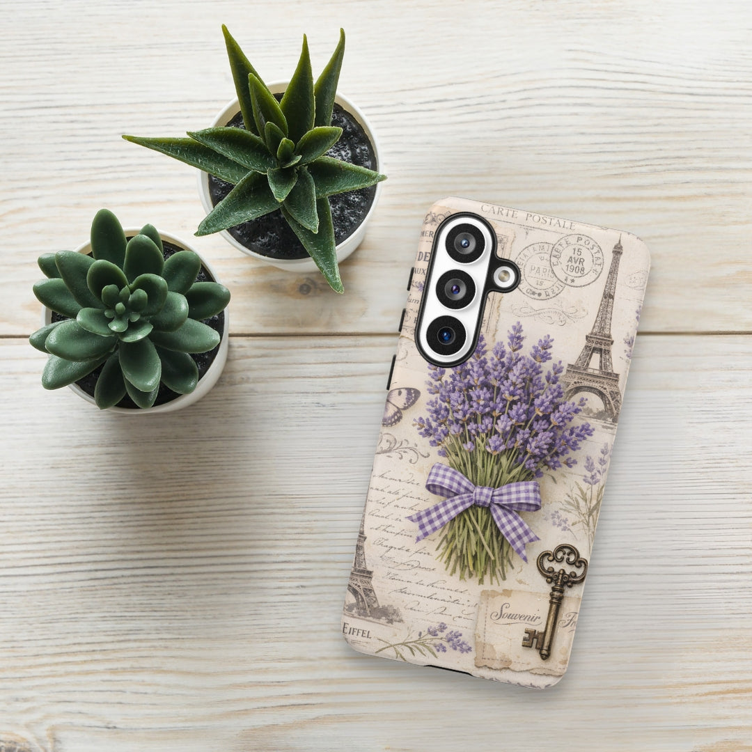 Vintage Paris Lavender Tough Case for Samsung Galaxy S26 Plus – Dual Layer Protective Phone Case (Glossy or Matte)