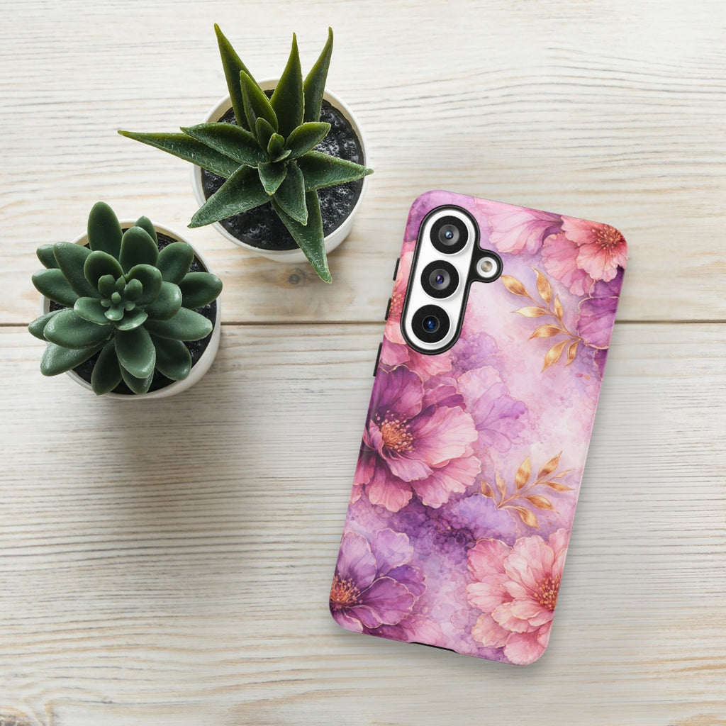 Pink Watercolor Floral Tough Case for Samsung Galaxy S26 Plus