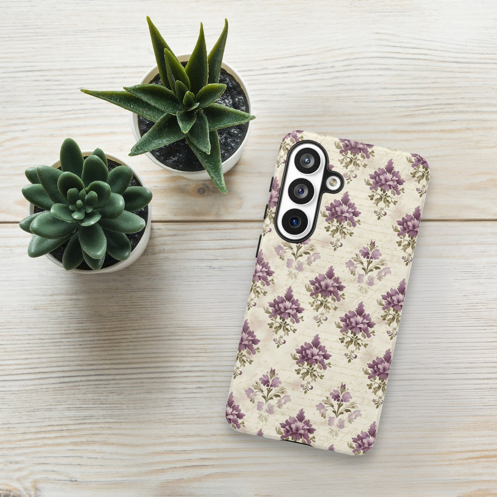 Vintage Floral Damask Tough Case for Samsung Galaxy S26 Plus – Dual Layer Protective Phone Case (Glossy or Matte)