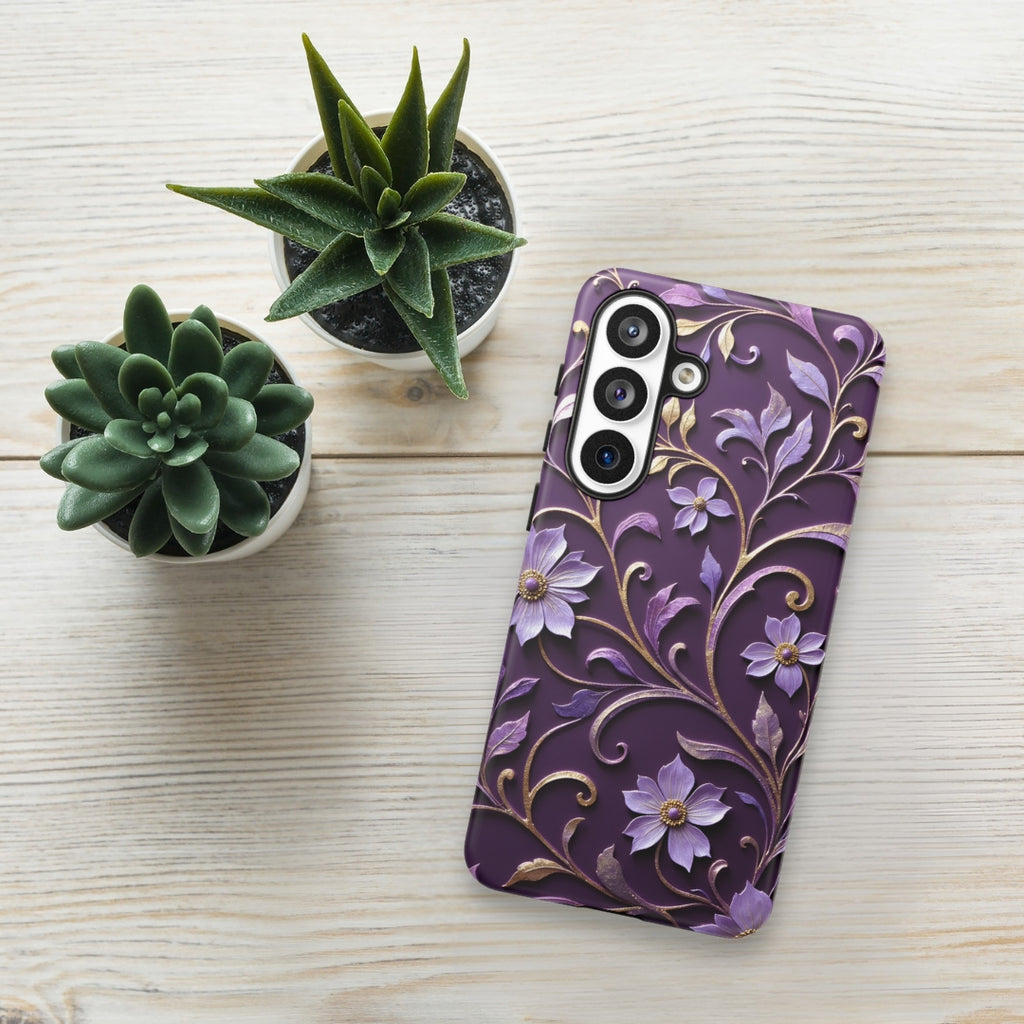 Royal Violet Filigree Tough Case for Samsung Galaxy S26 Plus – Dual Layer Protective Phone Case (Glossy or Matte)