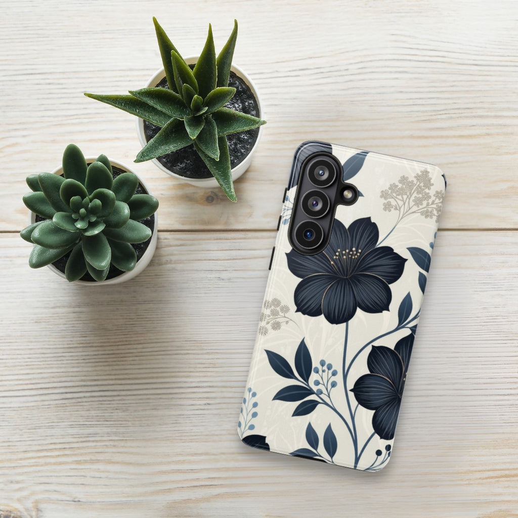 Elegant Blue Floral Tough Case for Samsung Galaxy S26 Plus