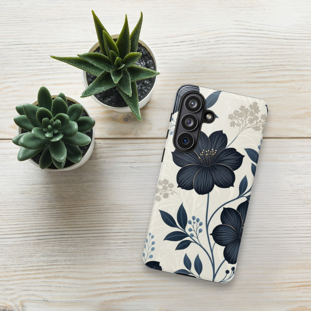 Elegant Blue Floral Tough Case for Samsung Galaxy S26 Plus