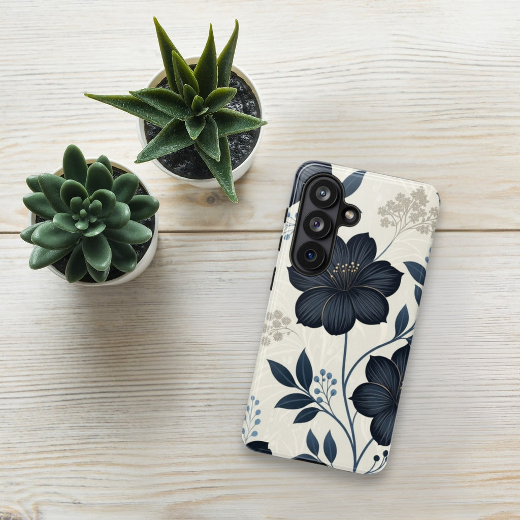 Elegant Blue Floral Tough Case for Samsung Galaxy S26