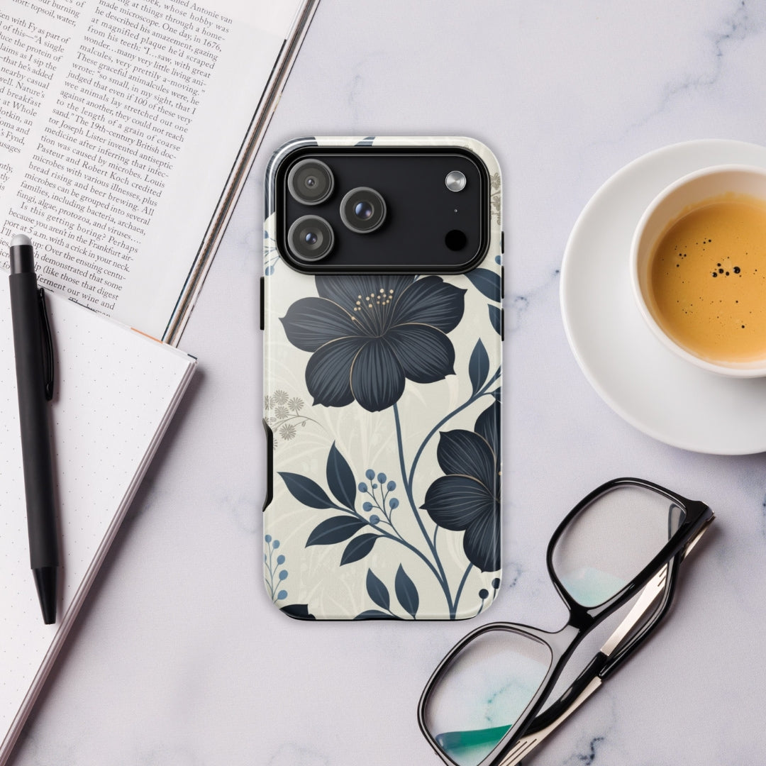 Elegant Blue Floral Tough Case for iPhone 17 Pro Max
