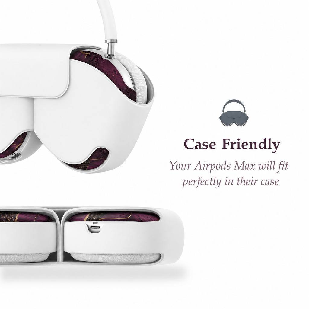 Royal Plum Filigree AirPods Max Case – Protective Snap-on Cover
