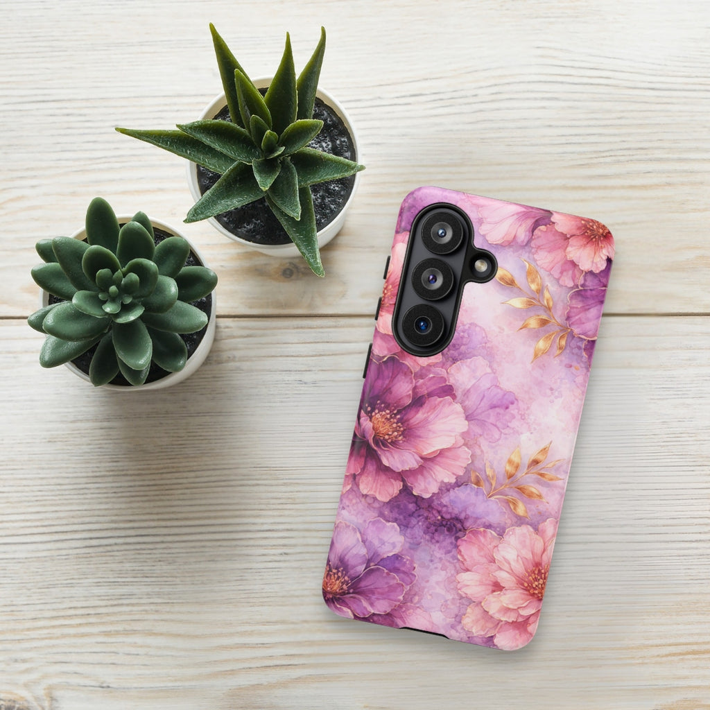 Pink Watercolor Floral Tough Case for Samsung Galaxy S26