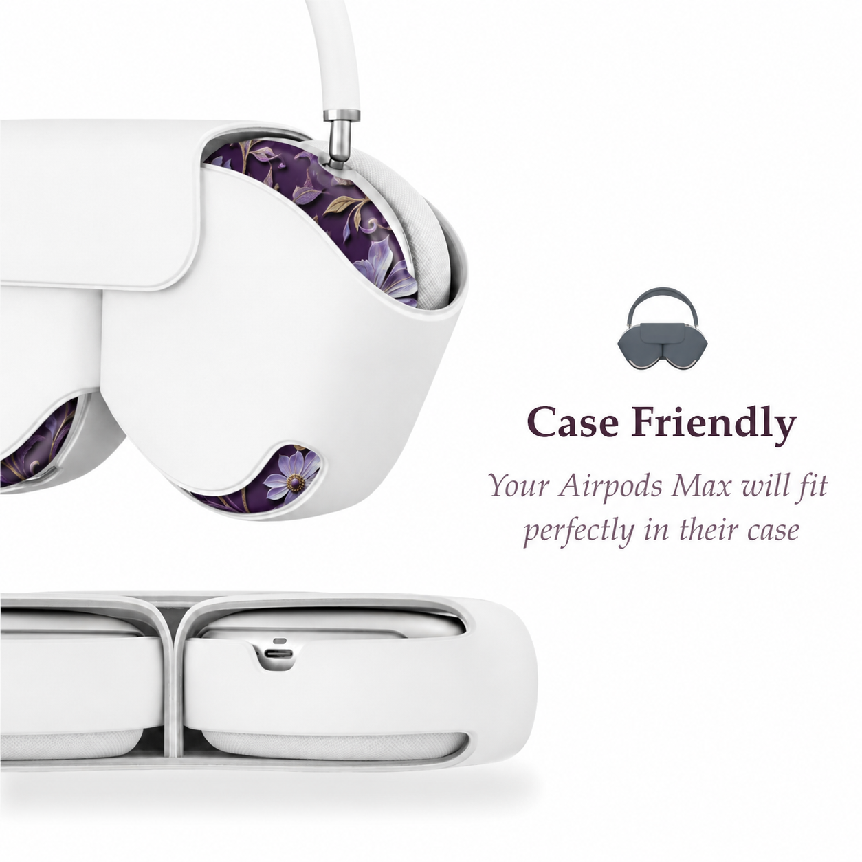 Royal Violet Filigree AirPods Max Case – Protective Polycarbonate Cover