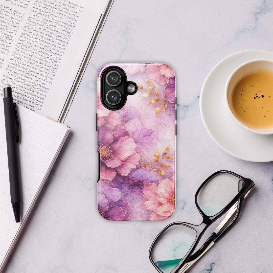 Pink Watercolor Floral Tough Case for iPhone 17