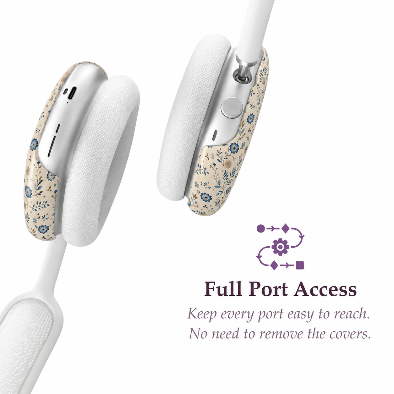 Blue Meadow Floral AirPods Max Case – Protective Snap-on Cover