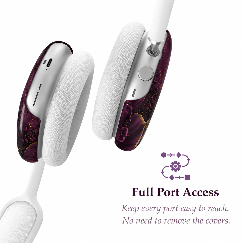 Royal Plum Filigree AirPods Max Case – Protective Snap-on Cover