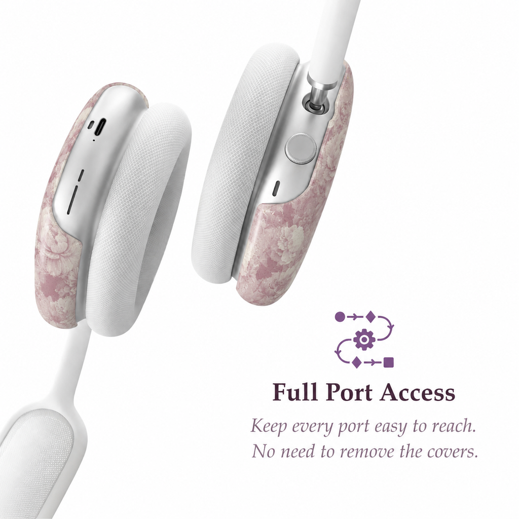 Vintage Blush Floral AirPods Max Case – Protective Snap-on Cover