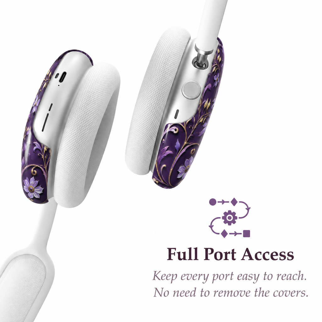 Royal Violet Filigree AirPods Max Case – Protective Polycarbonate Cover
