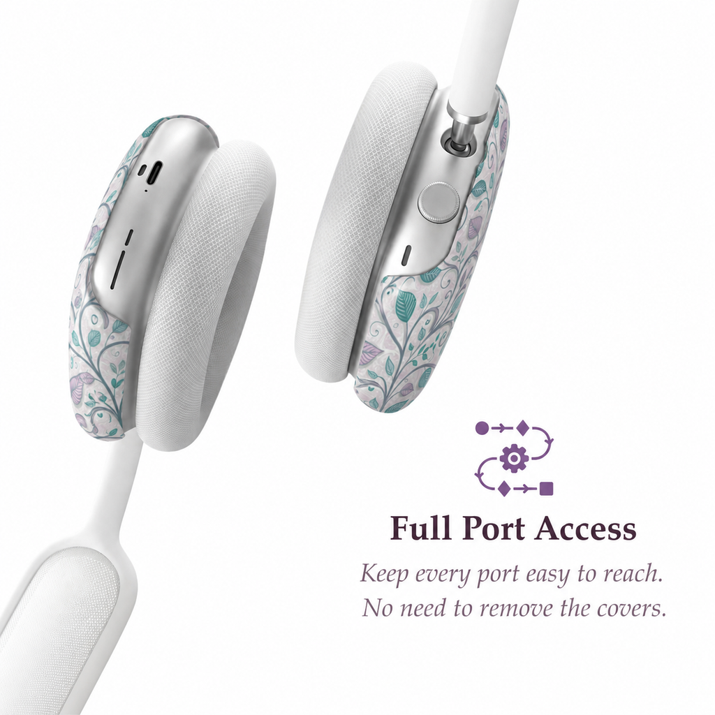 Pastel Botanical Leaves AirPods Max Case – Protective Snap-on Cover