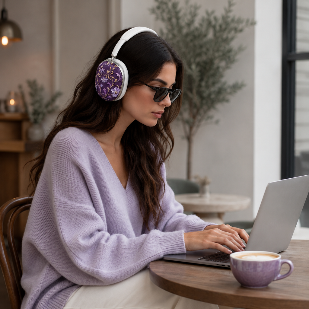 Royal Violet Filigree AirPods Max Case – Protective Polycarbonate Cover