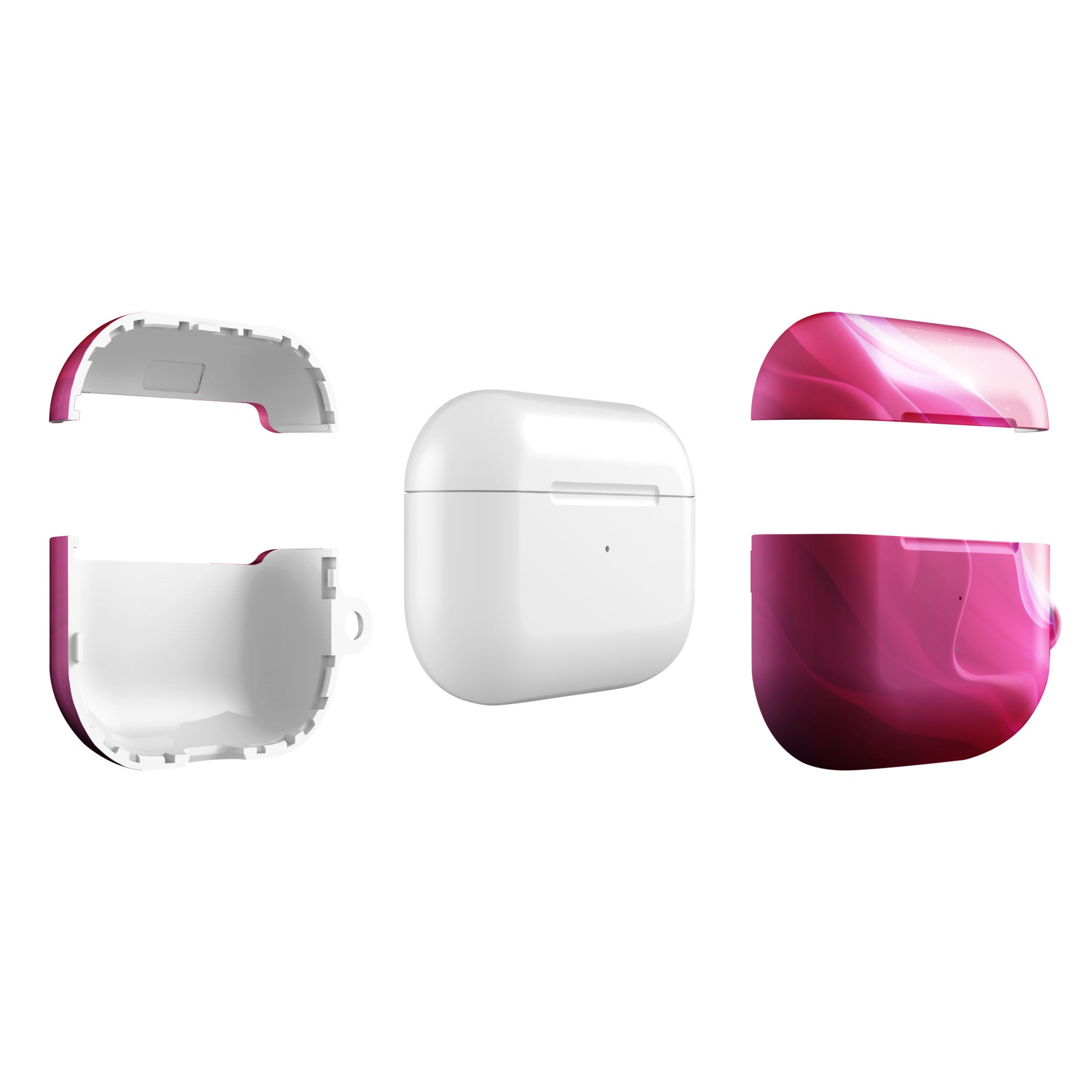 Pink Flow AirPods Case – Protective PC Cover with Metal Carabiner