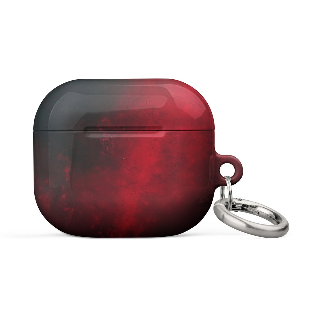 Crimson Shadow AirPods Case – Protective PC Cover with Metal Carabiner