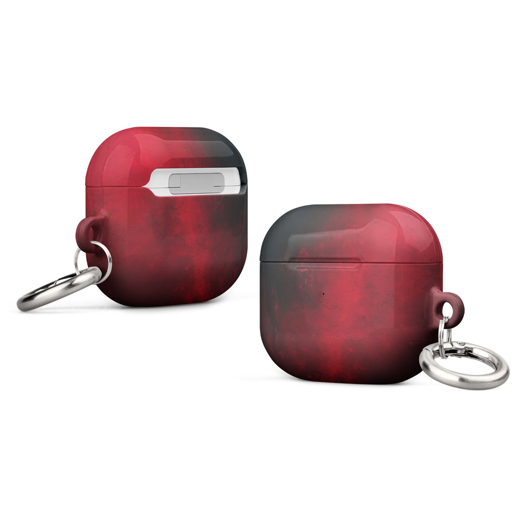 Crimson Shadow AirPods Case – Protective PC Cover with Metal Carabiner