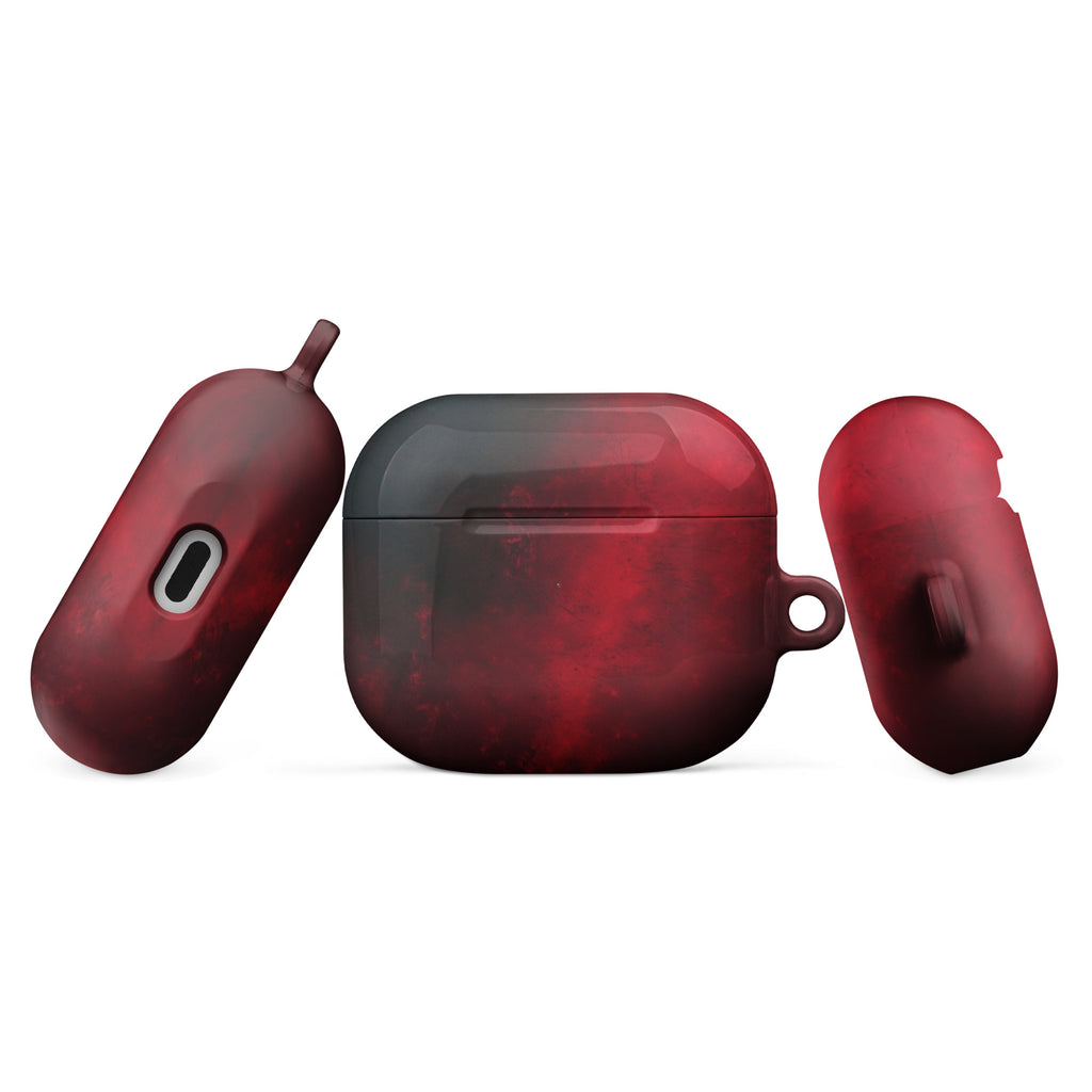 Crimson Shadow AirPods Case – Protective PC Cover with Metal Carabiner