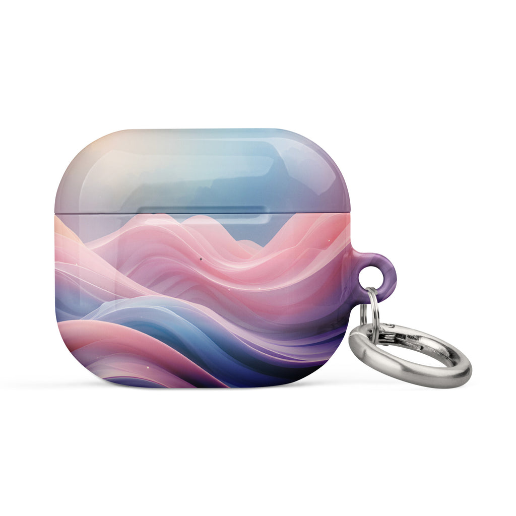 Pastel Wave Dream AirPods Case – Protective PC Cover with Metal Carabiner