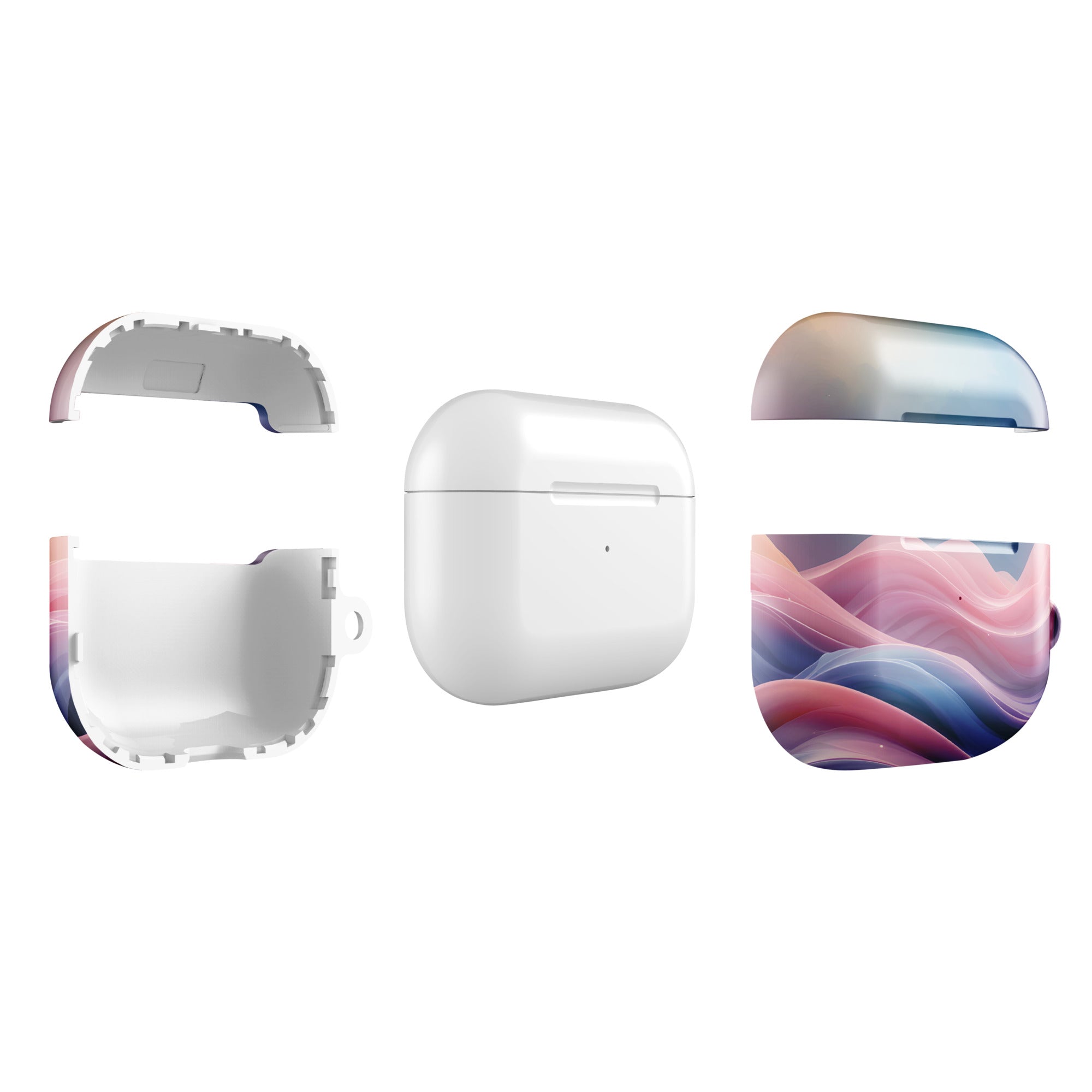 Pastel Wave Dream AirPods Case – Protective PC Cover with Metal Carabiner