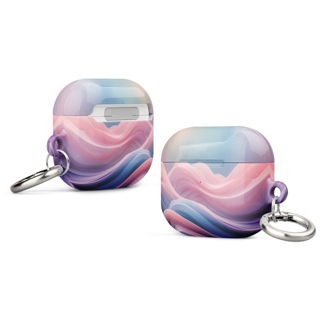 Pastel Wave Dream AirPods Case – Protective PC Cover with Metal Carabiner