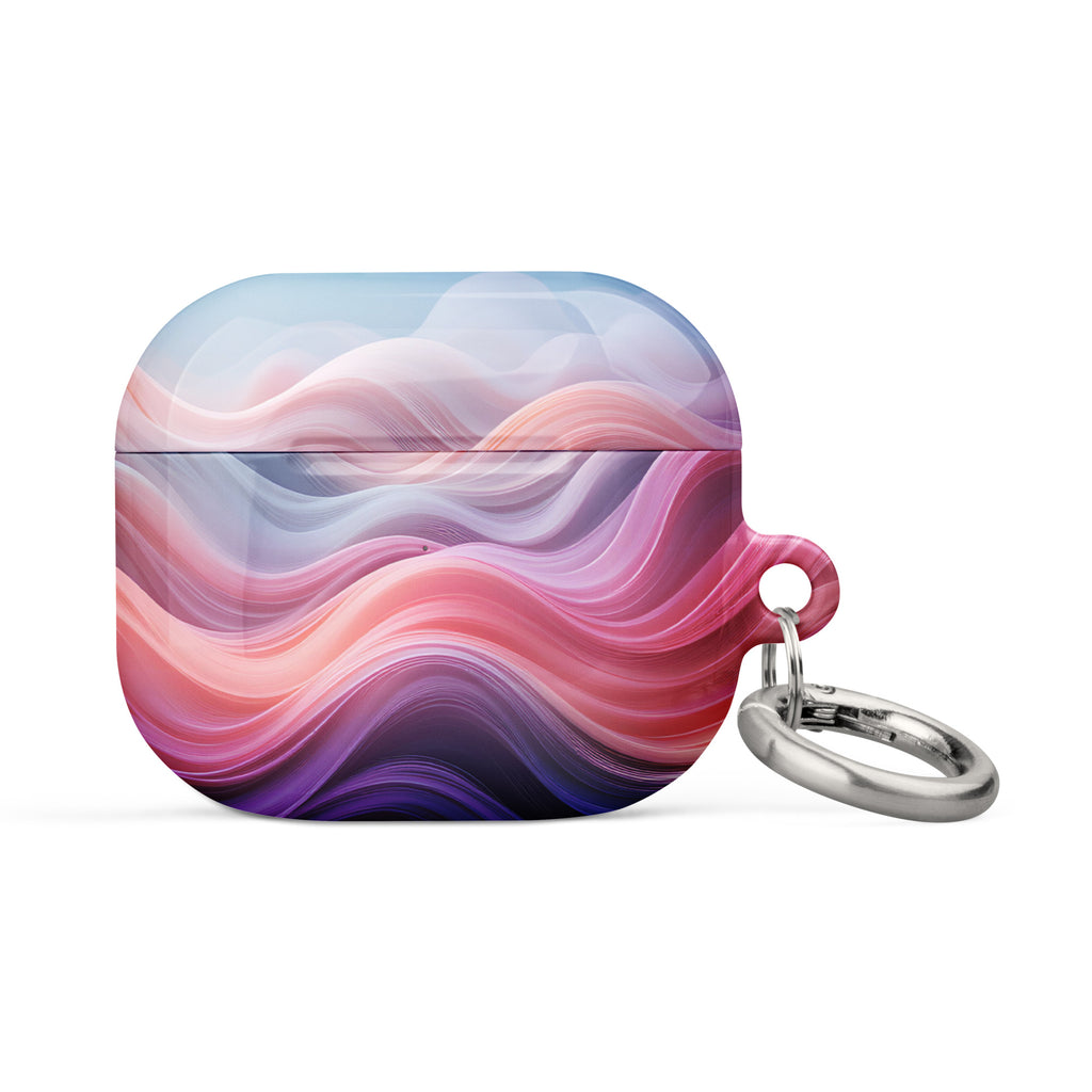 Blush Aurora Dream Wave AirPods Case – Protective PC Cover with Metal Carabiner